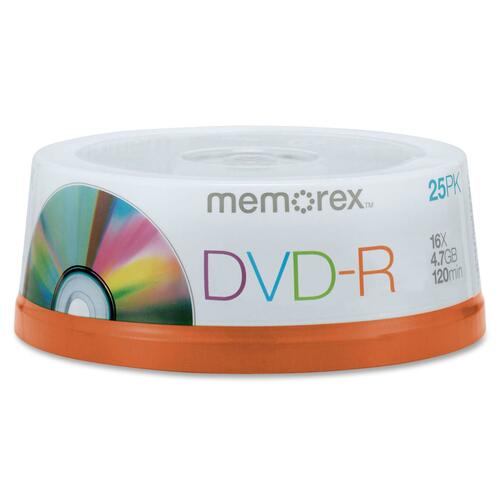 Memorex DVD Recordable Media - DVD-R - 16x - 4.70 GB - 25 Pack Spindle