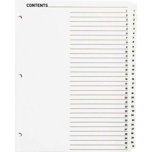 Sparco Sparco Table of Contents Index Divider
