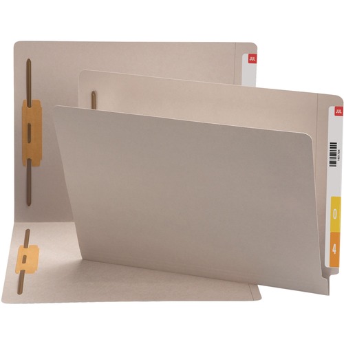 Smead 25849 Gray End Tab Colored Fastener File Folders with Reinforced