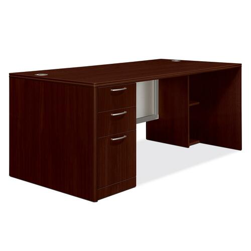 HON Attune Laminate Series Pedestal Desk with Frosted Doors