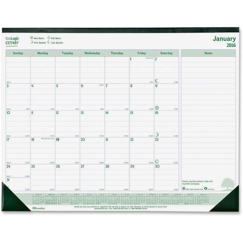 Rediform EcoLogix Monthly Desk Pad Calendar