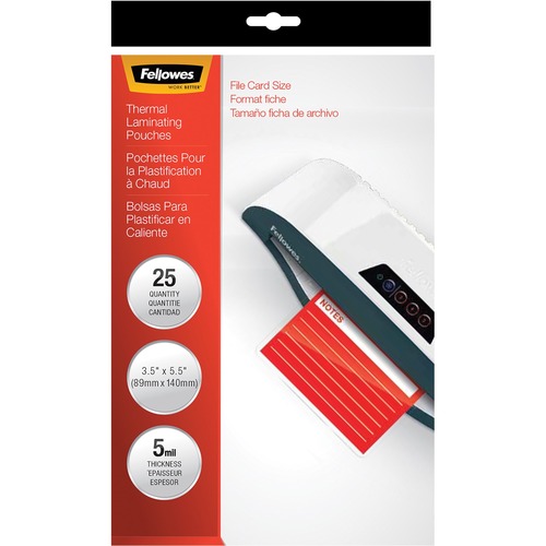 Fellowes Fellowes Glossy Pouches - File Card, 5 mil, 25 pack