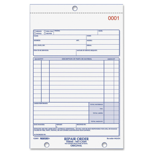 Rediform Rediform Repair Order Form Book