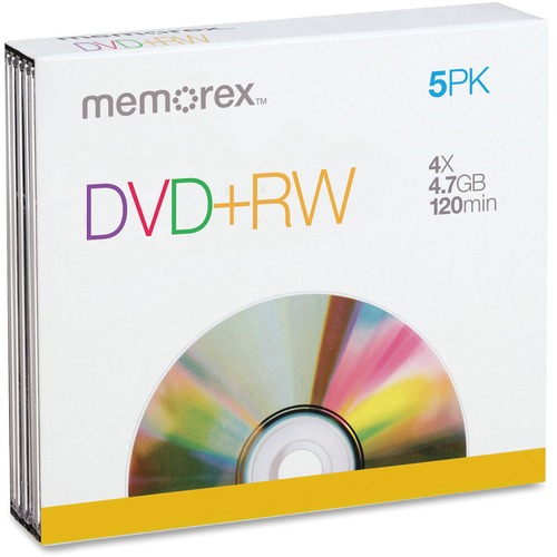 Memorex Memorex DVD Rewritable Media - DVD+RW - 4x - 4.70 GB - 5 Pack Jewel Ca