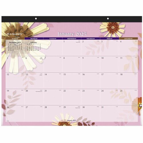 At-A-Glance Flowers Desk Pad Calendar