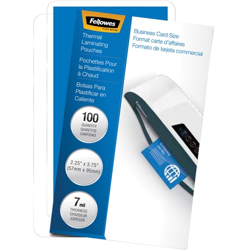 Fellowes Fellowes Glossy Pouches - Business Card, 7 mil, 100 pack