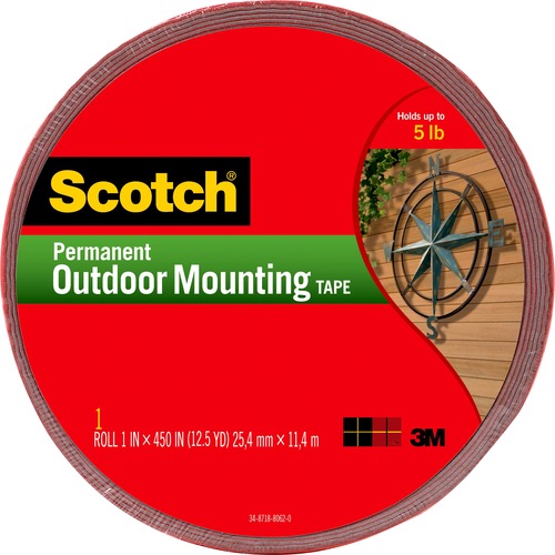 Scotch Scotch Exterior Weather-Resistant Double-Sided Tape with Red Liner
