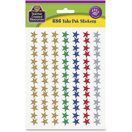 Teacher Created Resources Valu-Pak Foil Stars Sticker