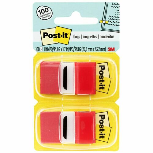 Post-it Flags Value Pack, Red, 1 in Wide, 50/Dispenser, 12 Dispensers/
