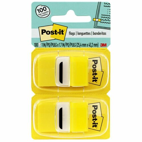 Post-it Post-it Flags Value Pack, Yellow, 1 in Wide, 50/Dispenser, 12 Dispense