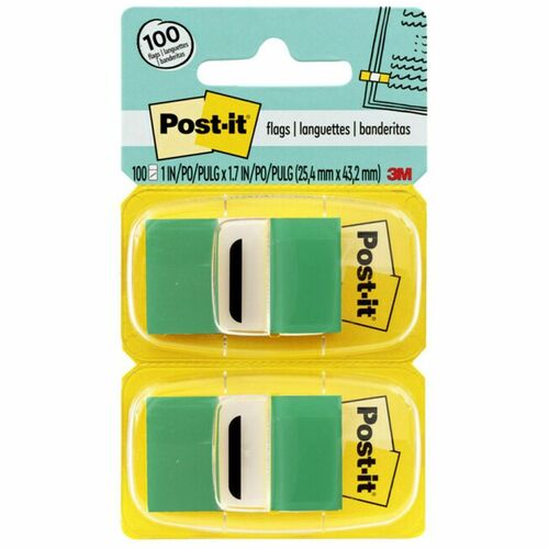 Post-it Post-it Flags Value Pack, Green, 1 in Wide, 50/Dispenser, 12 Dispenser