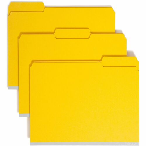Smead 14939 Yellow Colored Pressboard Fastener File Folders with SafeS