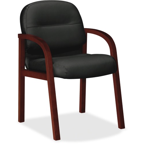 HON Pillow-Soft Mahogany Frame Leather Guest Chair