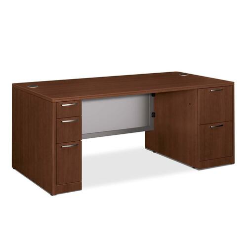 HON HON Attune 11899G Double Pedestal Desk with Frosted Panel