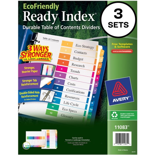 Avery Avery EcoFriendly Ready Index Table Of Contents Divider