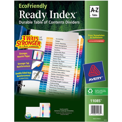 Avery Avery Ready Index Table of Contents Divider