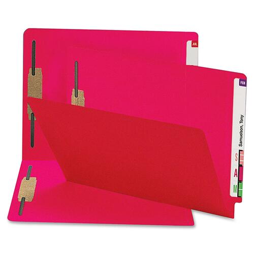Smead 34171 Red 100% Recycled End Tab Colored Fastener File Folders
