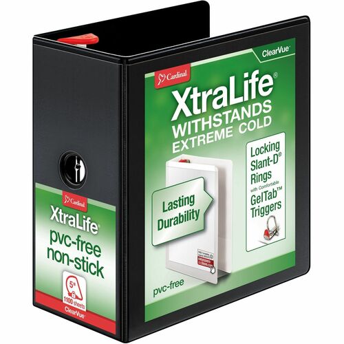 Cardinal XtraLife ClearVue Non-Stick Locking Slant-D Ring Binder