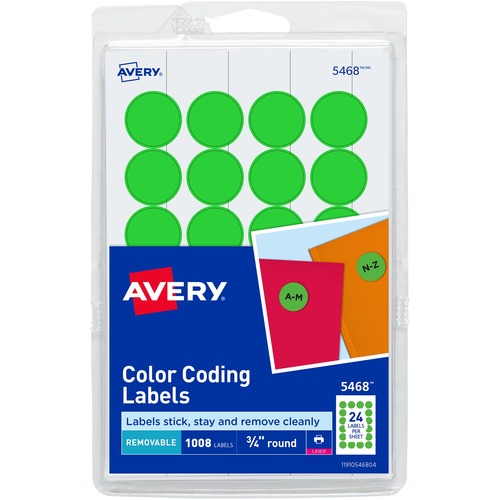 Avery Avery Neon Green Color Coding Labels 5468, 3/4