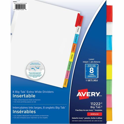 Avery Avery WorkSaver Big Tab Insertable Dividers 11222, 8-Tab Set