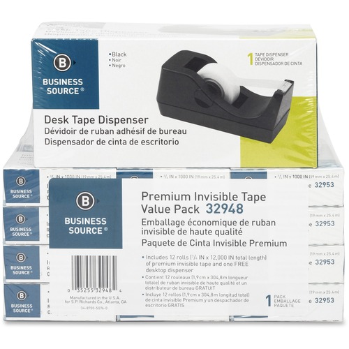 Business Source Business Source Value Pack Invisible Tape with Dispenser