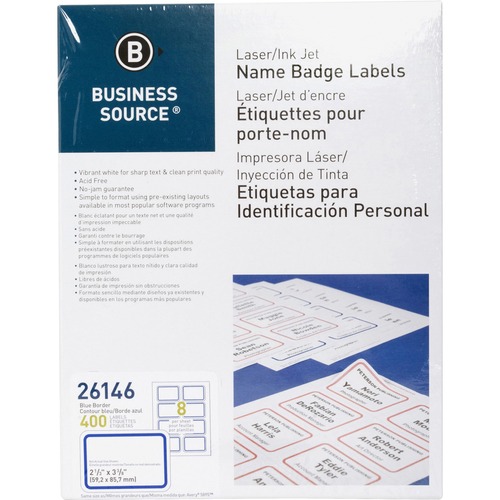 Business Source Laser/Inkjet Name Badge Label