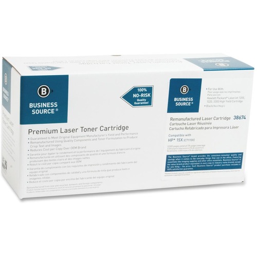 Business Source Remanufactured Toner Cartridge Alternative For HP 15X
