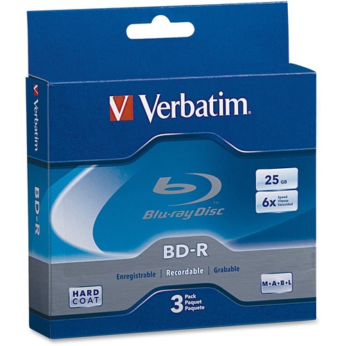 Verbatim Verbatim BD-R 25GB 6X with Branded Surface - 3pk Jewel Case Box