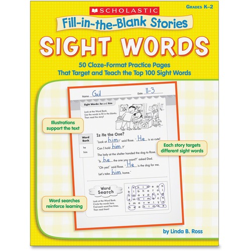 Scholastic Scholastic Fill-in-the-Blank Stories: Sight Words Story Printed Book b