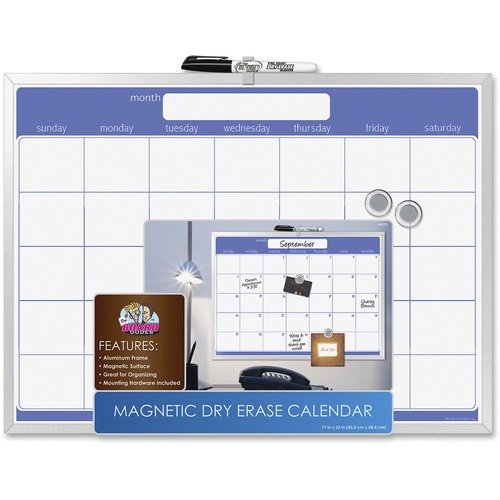 The Board Dudes The Board Dudes Aluminum Frame Magnetic Dry-erase Calendar