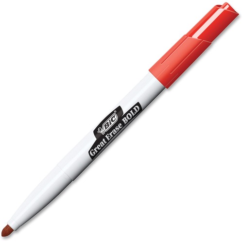 BIC Great Erase Bold Pocket Style Dry Erase Markers, Fine Point, Red,