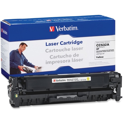 Verbatim HP CC532A Yellow Remanufactured Laser Toner Cartridge