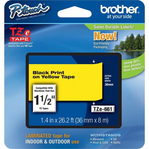 Brother Brother TZE-661 Black on Yellow Lettering Tape