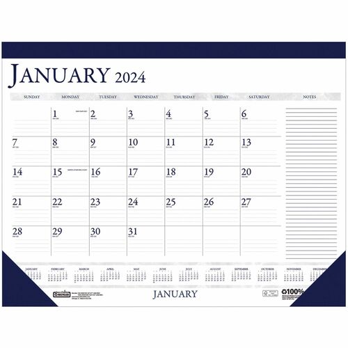 House of Doolittle Two-Color Compact Desk Pad Calendar
