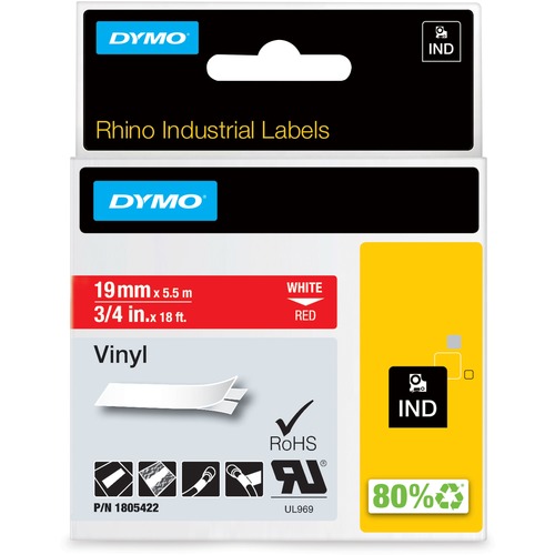 Dymo White on Red Color Coded Label