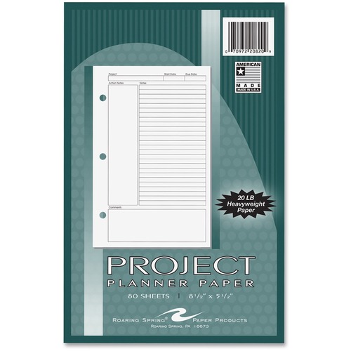 Roaring Spring 8-1/2x5-1/2 Project Planner Paper