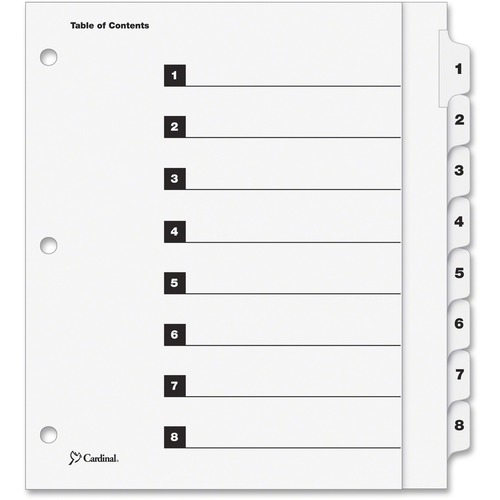 Cardinal Extra Wide Table of Cont. 8-Tab Dividers