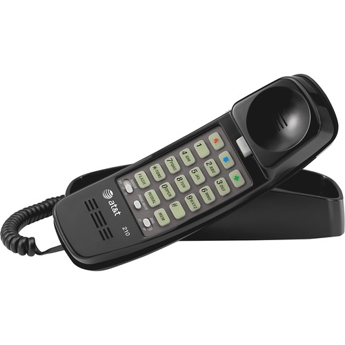 AT&T AT&T 210 Corded Trimline Phone with Speed Dial and Memory Buttons, Bla