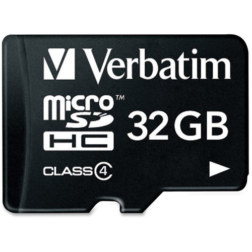 Verbatim 32GB MicroSDHC Memory Card with Adapter, Class 4