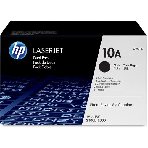 HP 10A (Q2610D) 2-pack Black Original LaserJet Toner Cartridges