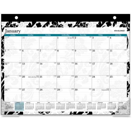 At-A-Glance Madrid Black and White Desk Pad
