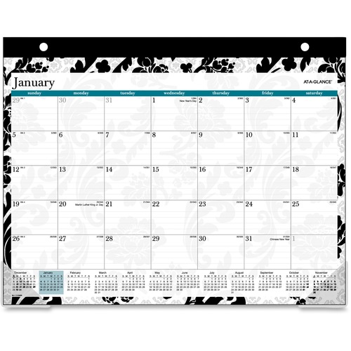 At-A-Glance At-A-Glance Madrid Black and White Desk Pad