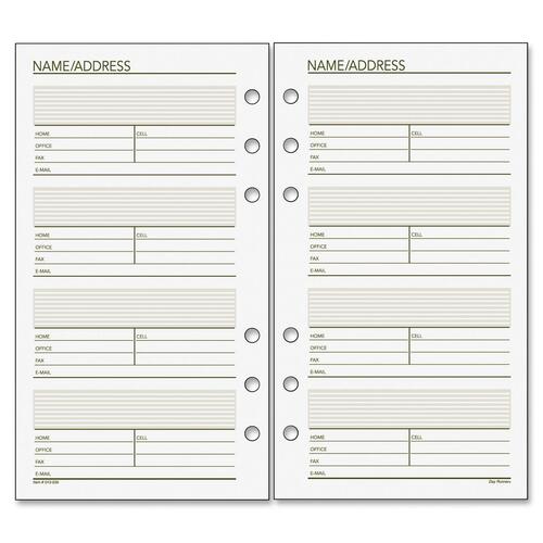 Day Runner Undated Telephone/Address Planner Page Refill