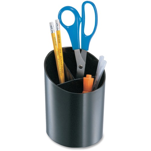 OIC OIC Recycled Big Pencil Cup, 3 Compartments, Black