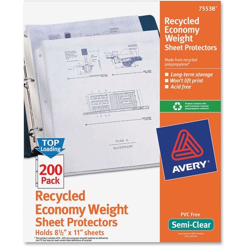 Avery Avery Recycled Poly Economy Weight Sht Protectors