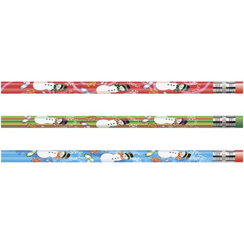 Moon Products Decorated Wood Pencil, Snowman, HB #2, Assorted, Dozen
