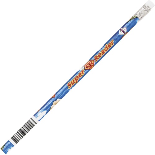 Moon Products Decorated Wood Pencil, Super Reader, HB #2, Blue Barrel,