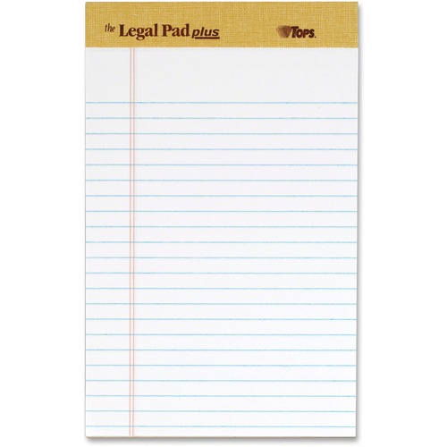 TOPS TOPS The Legal Pad Plus, jr. Legal Rule, White, Perforated, 50 SH/PD,