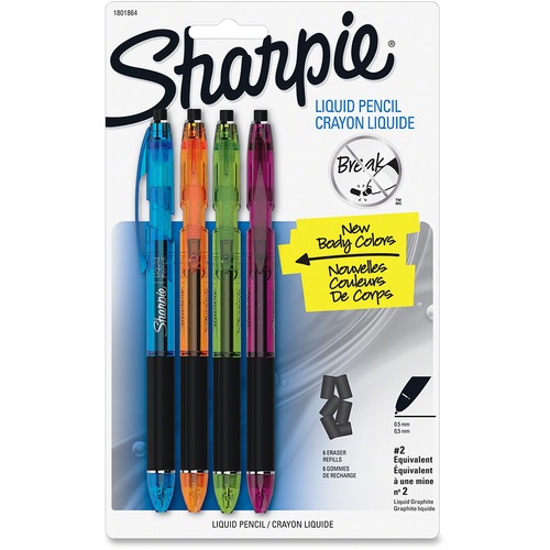 Sharpie Liquid Mechanical Pencil, 0.5 mm, Fashion Color Barrels, 4/Pk
