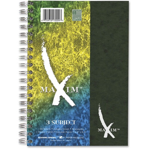 Roaring Spring Roaring Spring Maxim 3-Subject College-ruled Notebook